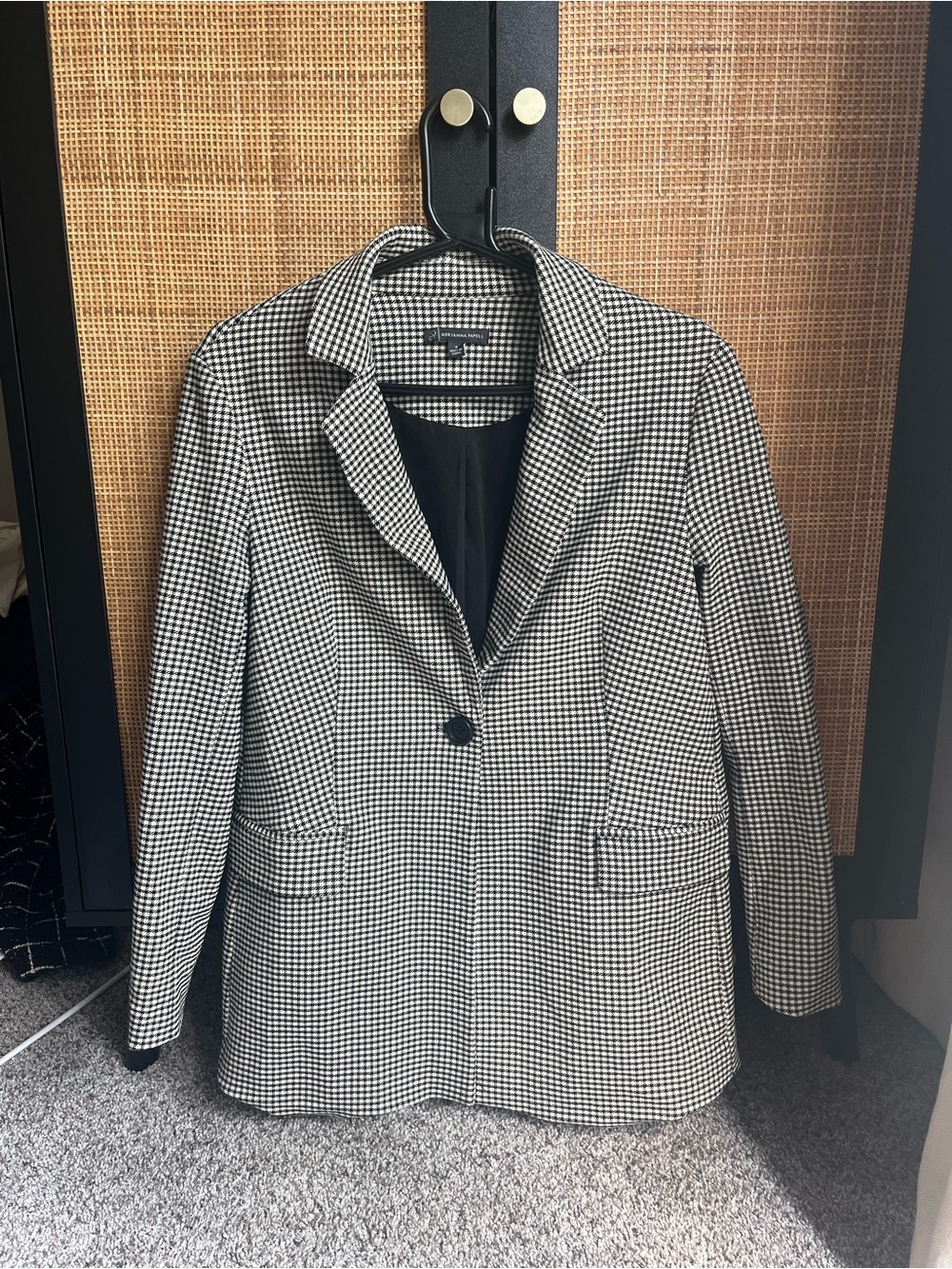 Adrianna Papell Black and White Houndstooth Blazer